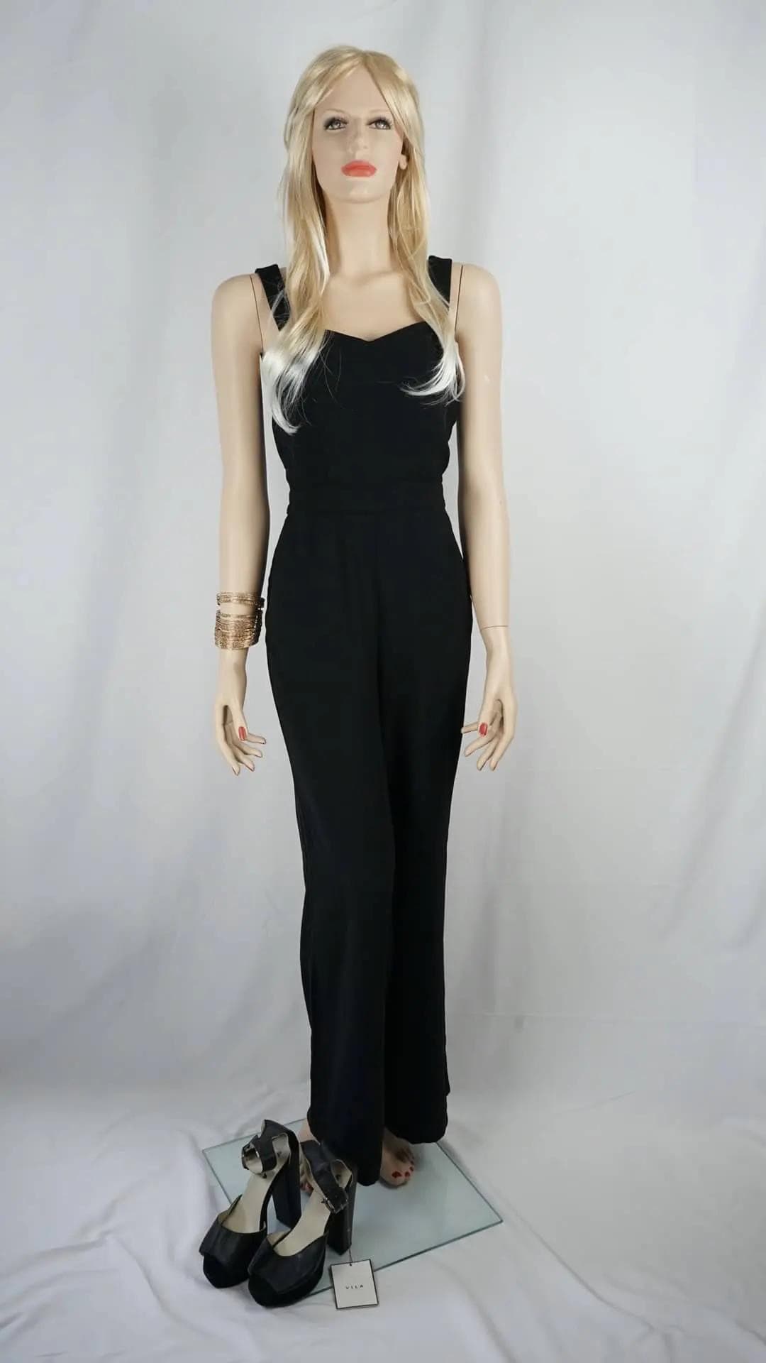 Sort ærme-løs jumpsuit med åben ryg fra H&M, Str. 36 - Billede 2
