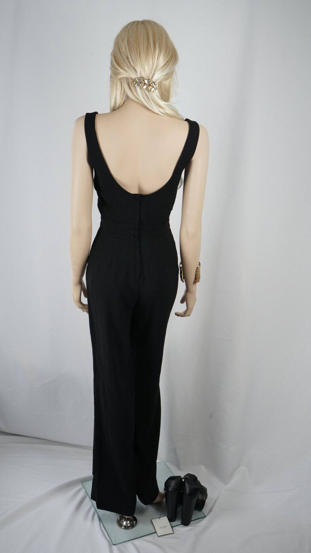 Sort ærme-løs jumpsuit med åben ryg fra H&M, Str. 36 - Billede 4