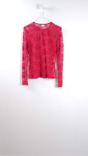 Rød blondebluse med lange ærmer fra Gina Tricot, Str. S