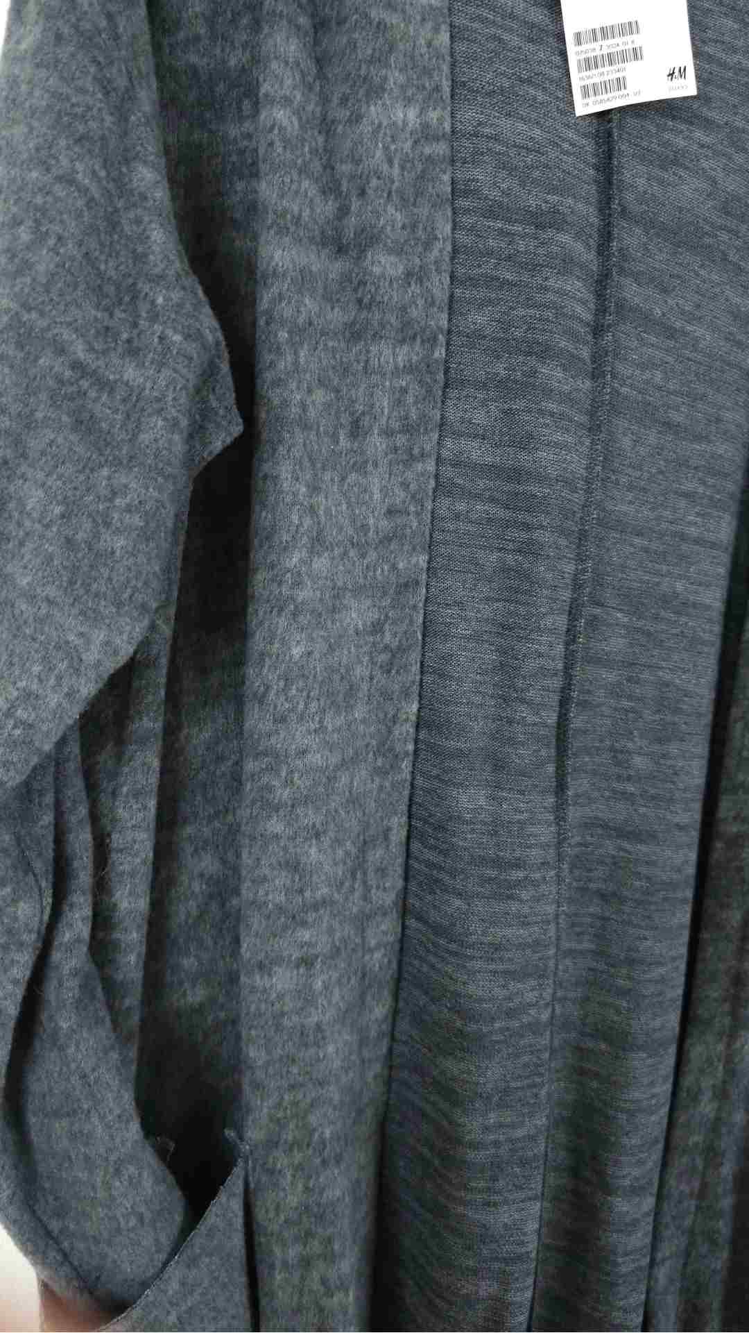 Lang grå cardigan med hoodie fra H&M, Str. M - Billede 2