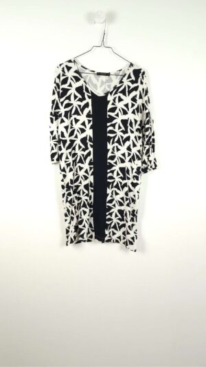 Sort/hvid tunika med korte ærmer og V-hals fra Vila, Str. S