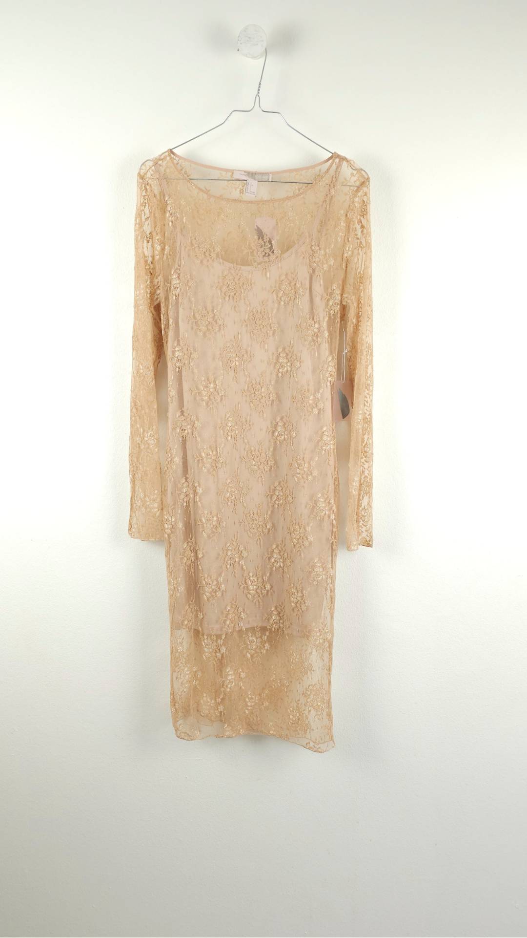 Beige blondekjole med underkjole fra Forever21, Str. L