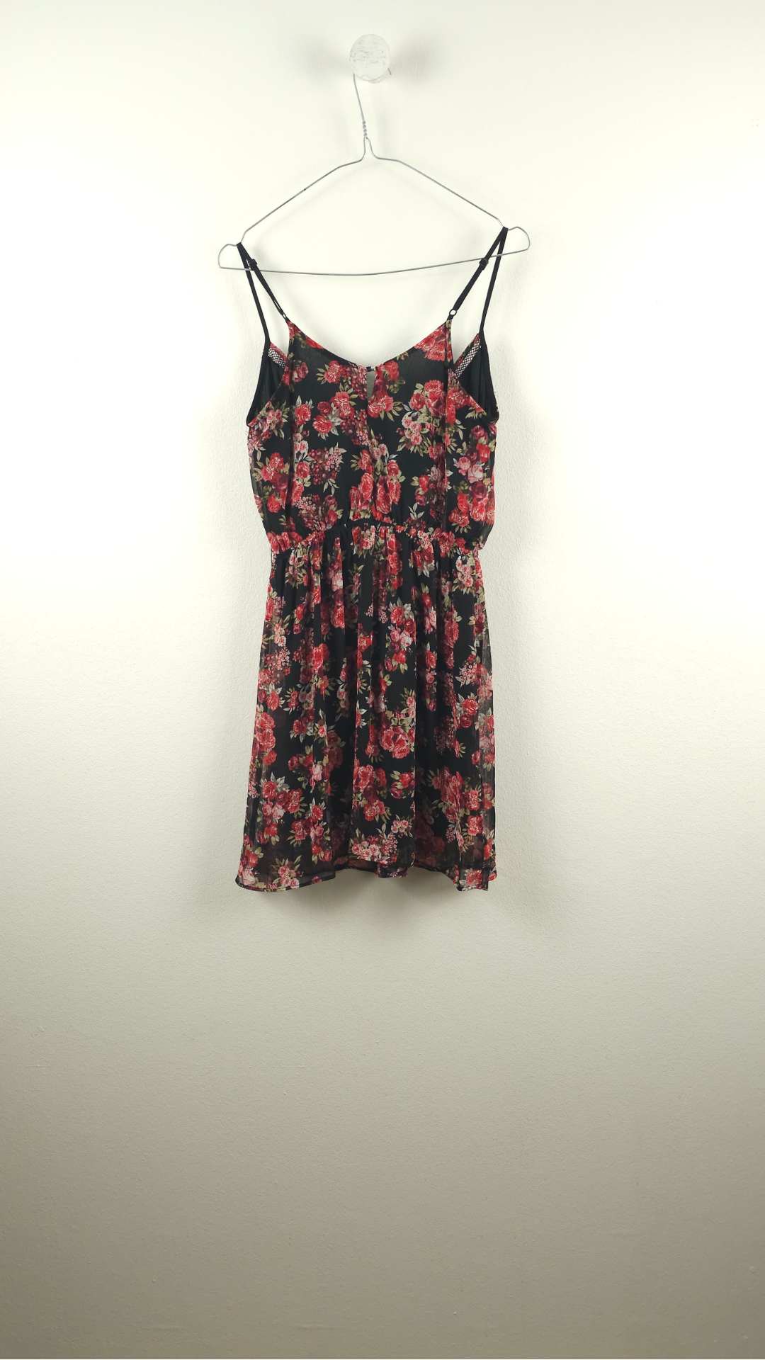 Sort kjole med blomster og stropper fra Bershka, Str. XS - Billede 3