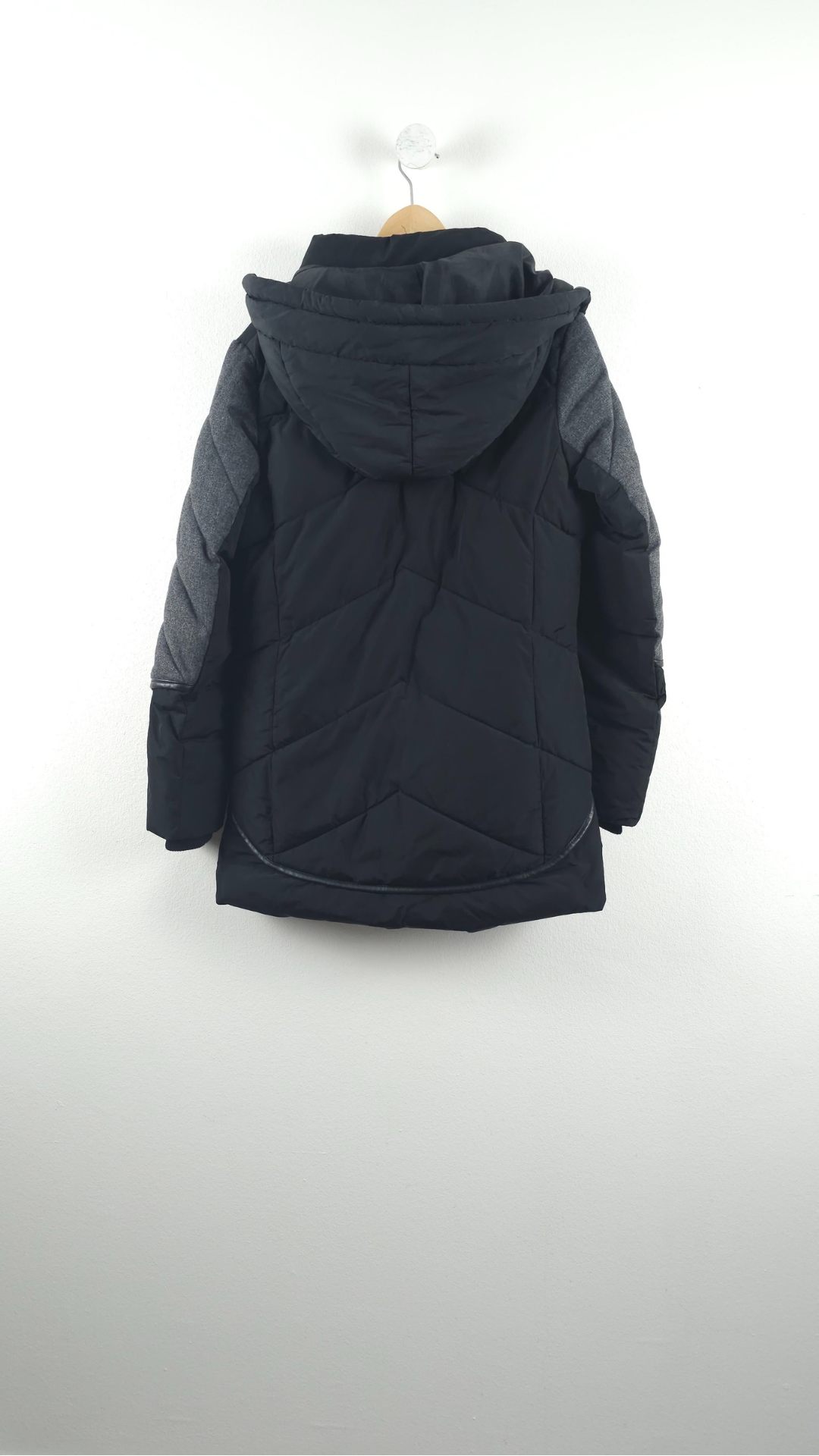Sort/grå vinterjakke med hoodie fra Cecil, Str. S - Billede 5