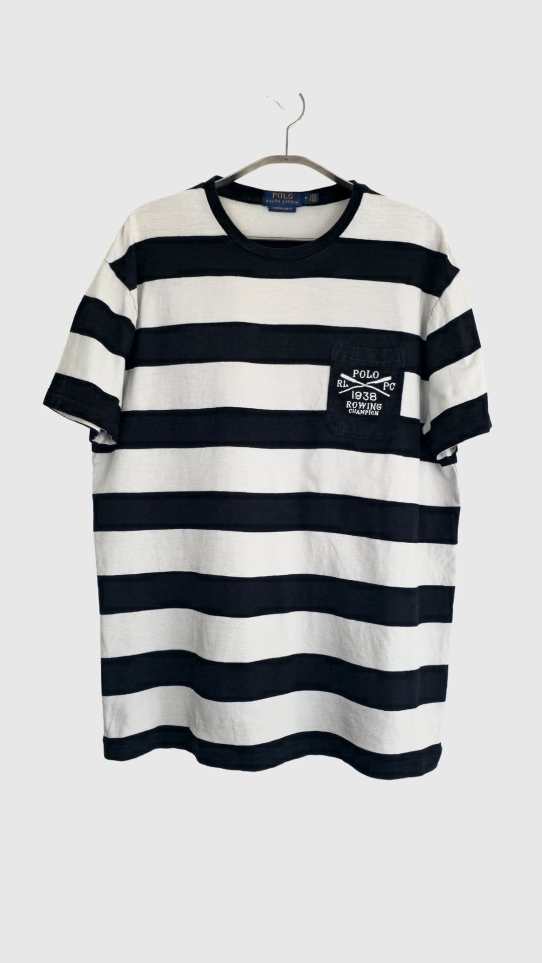 Sort/hvid stribet t-shirt fra Polo Ralph Lauren, Str. M