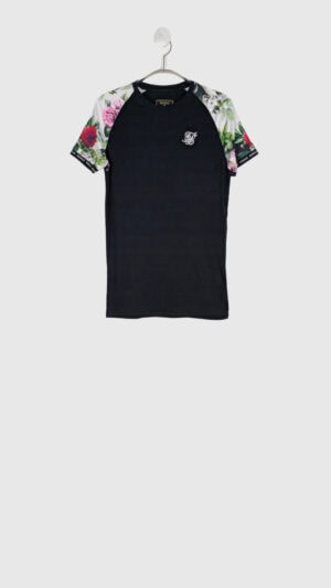 Alternative view of Sort t-shirt med blomster på ærmer fra Sik Silk, Str. XS