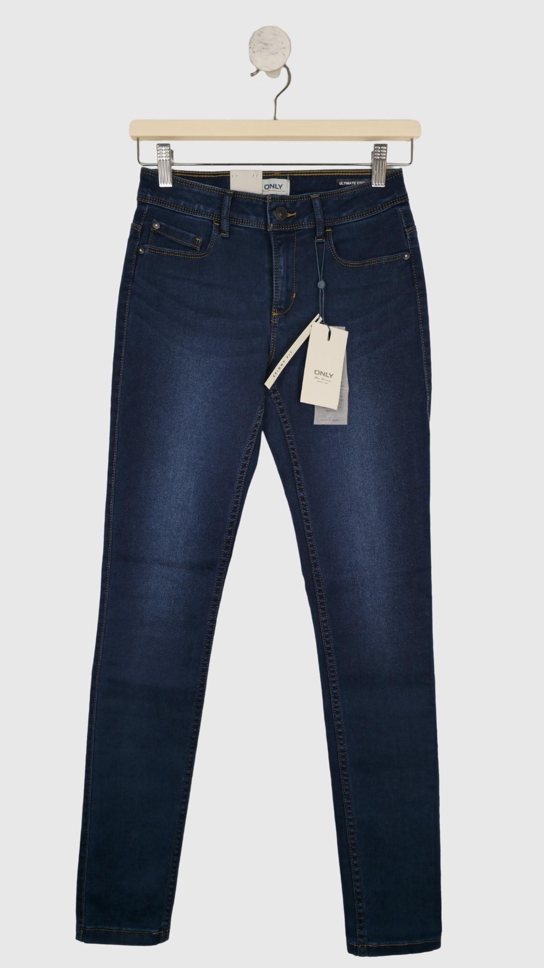Mørkeblå skinny fit jeans fra Only, Str. S/32