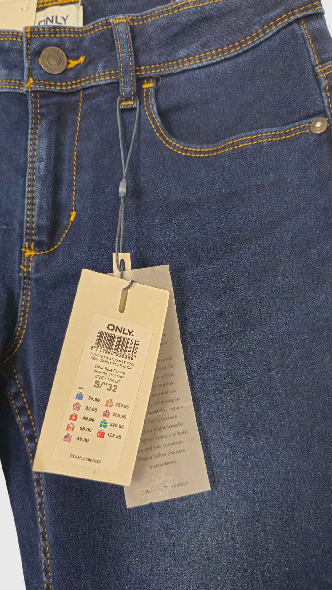 Mørkeblå skinny fit jeans fra Only, Str. S/32 - Billede 3